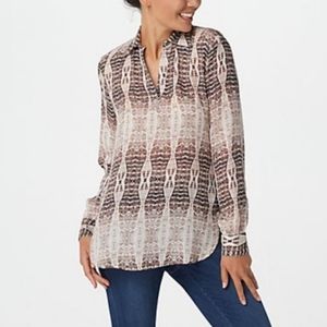 Haute Hippie Tribe Harper Python Print V-Neck Pullover Tunic Blouse XXS-S